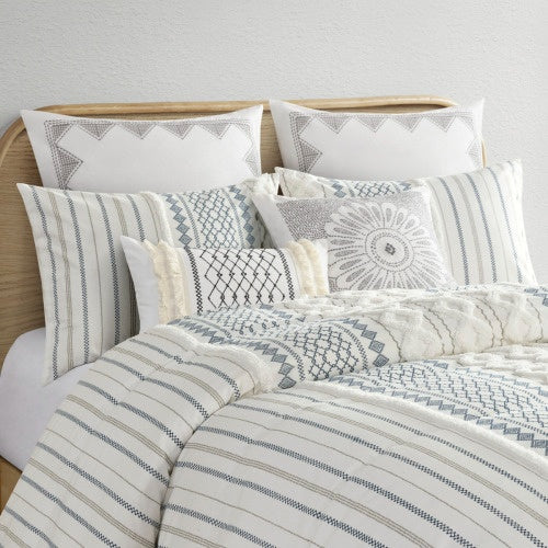 King Cal King Cotton Printed Duvet Cover Set With Chenille