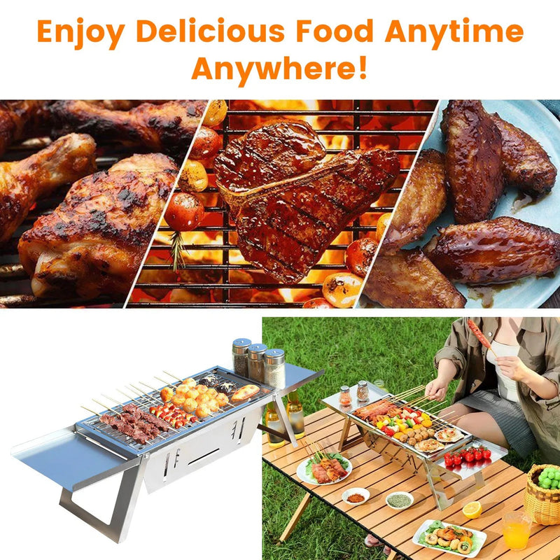 3 In 1 Foldable Charcoal Grill Fire Pit Slow Cooker