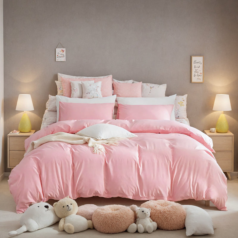 Three-piece Bedding Set With Solid Color Quilt Cover And Pillowcase