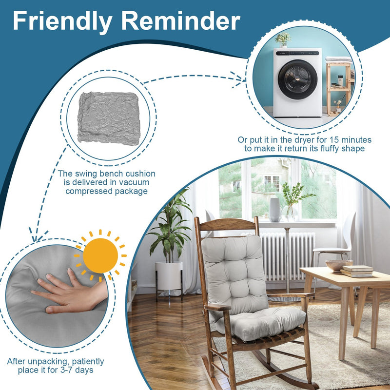 2Pcs Waterproof Rocking Chair Cushion Upper And Lower Back And Seat Sets
