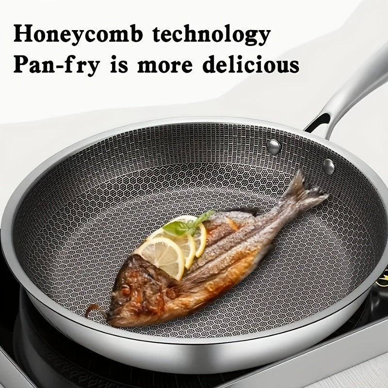 1PC Household Kitchen Honeycomb Stainless Steel Non Stick Frying Pa