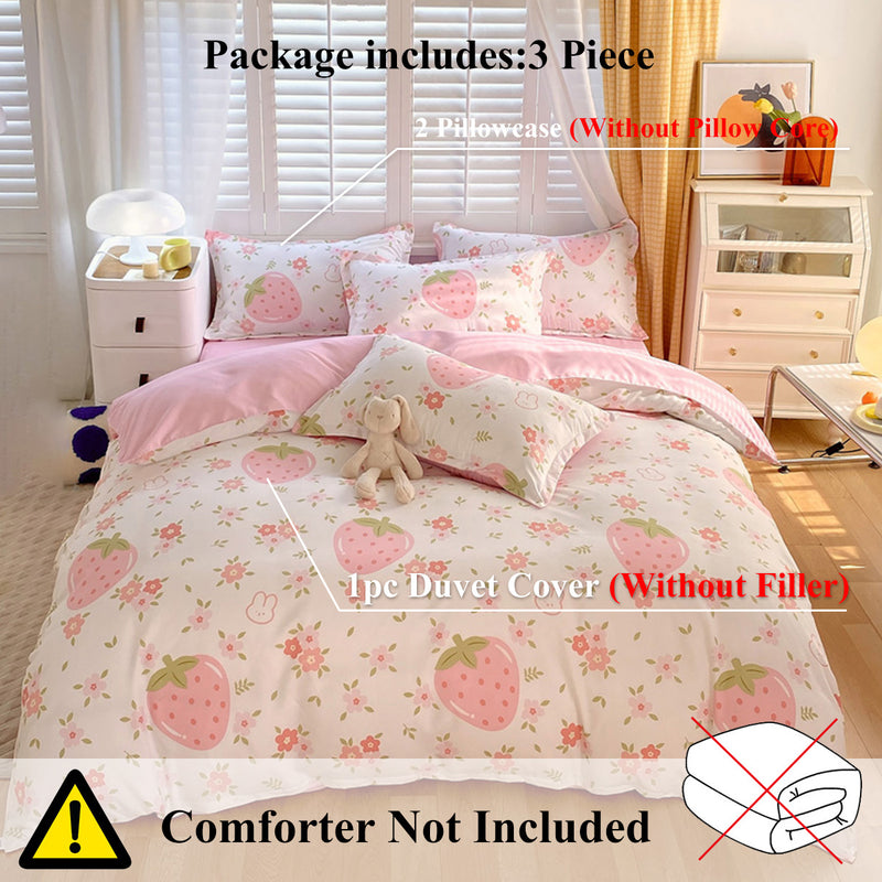 3 Piece Strawberry Duvet Cover