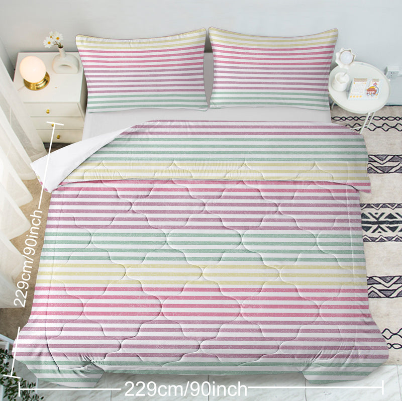 Striped Comforter Set Full Size, Rainbow Comforter Bedding Set