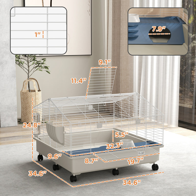 Rolling Small Animal Cage With Water Bottle