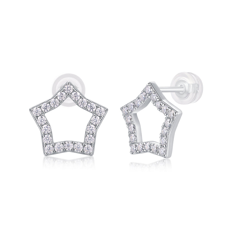 Tonight's New Star - S925 Moissanite Sterling Silver Earrings With Platinum-plated Stud Earrings
