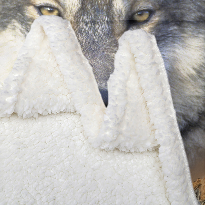 Indian Wolf Sherpa Fleece Blanket