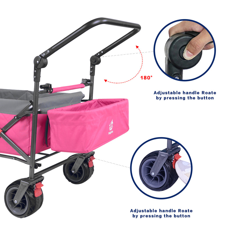 Collapsible Wagon 140L Wagons Carts Foldable with Removable Canopy