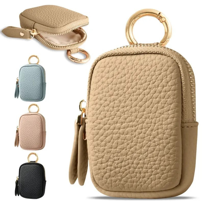 Leather Coin Purse, Small Change Purse Keychain Wallet For Women