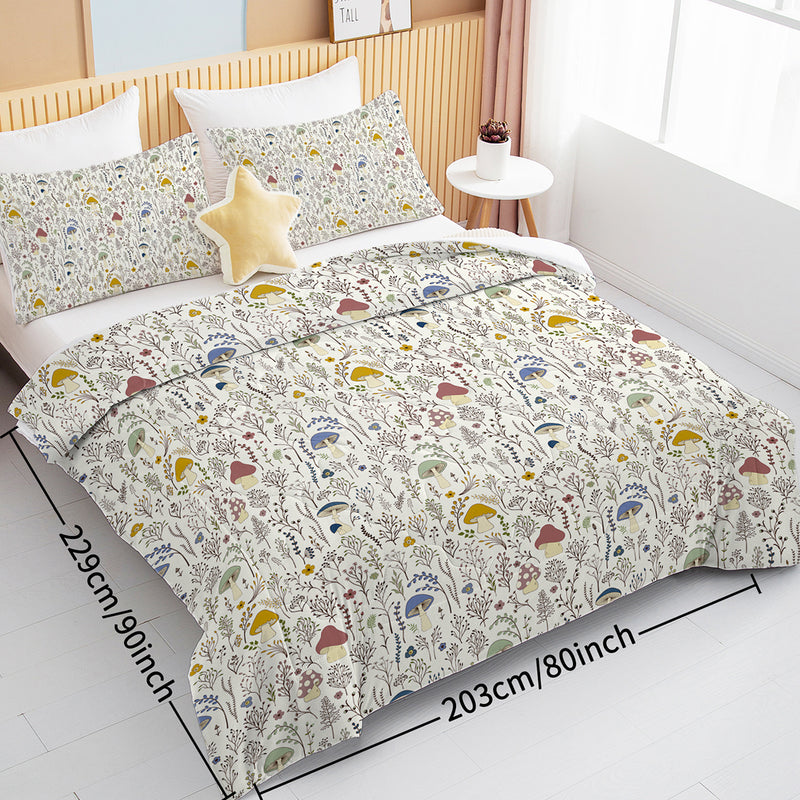 3 Pieces Mushroom Decoration Comforter Set Soft Bedding Set