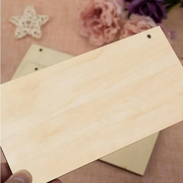 Unfinished Poplar Wood Sign With Rope - DIY Handmade Wooden Sign
