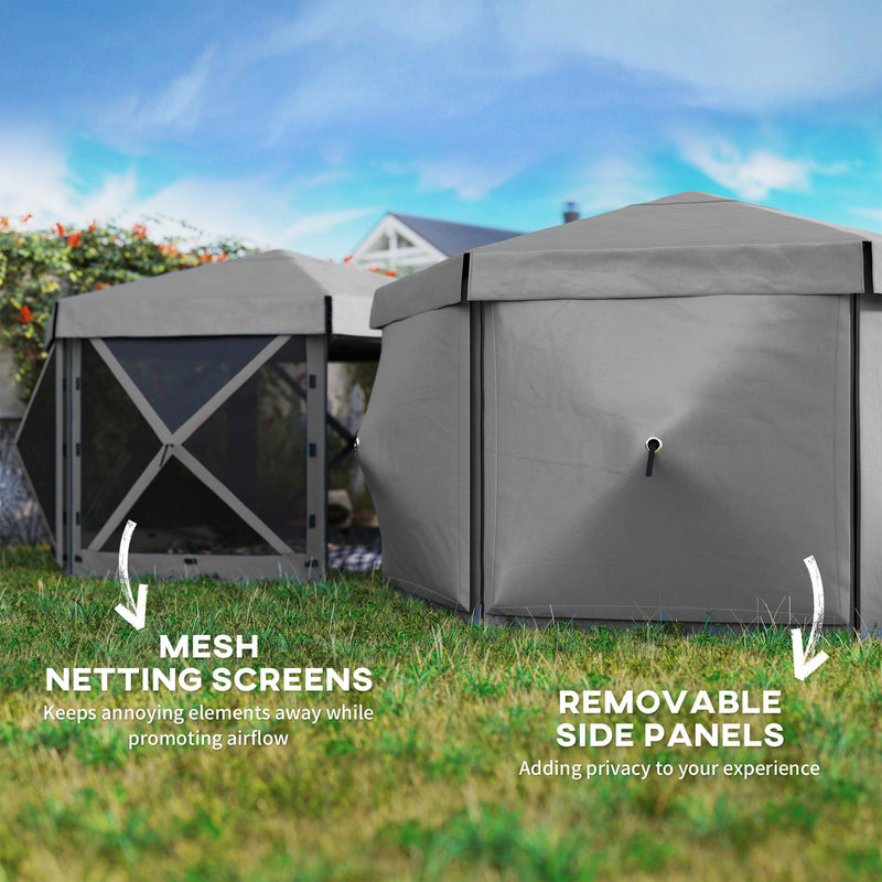 12 X 12 Hexagonal Up Gazebo Canopy Tent With 5 Sidewalls