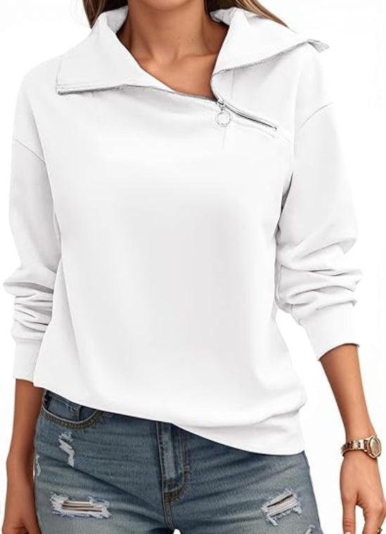 Womens Zipper Sweatshirt Turtleneck Long Sleeve