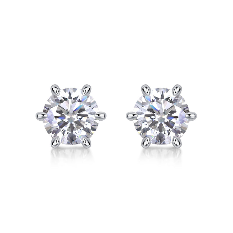 Guardian Classic Six Claw Luxury Fashion Diamond Earrings Stud Set Mosan Diamond Silver Jewelry