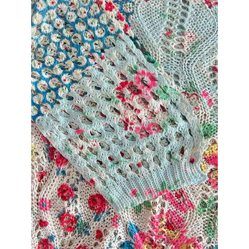Women's Sunflower Print Sweater Hollow