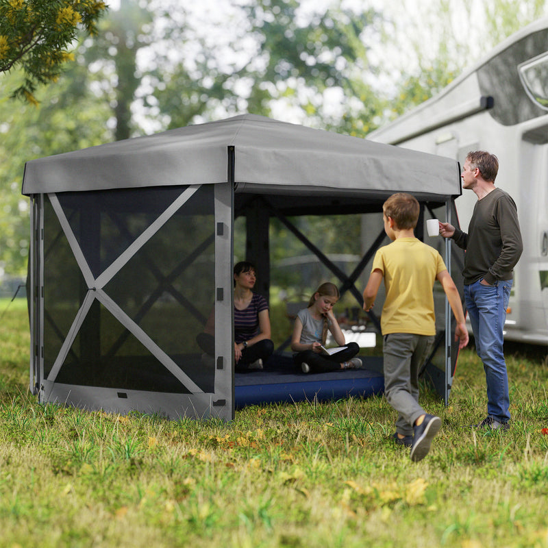 12 X 12 Hexagonal Up Gazebo Canopy Tent With 5 Sidewalls