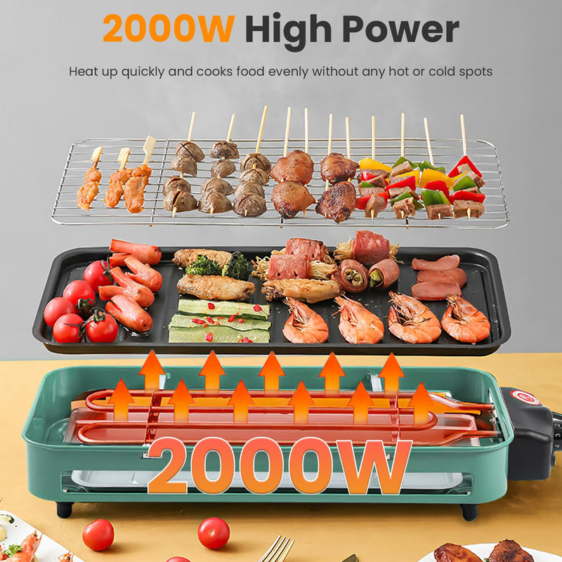 1Pc 2000W Electric Indoor Grill 2 In 1 Electric BBQ Gill