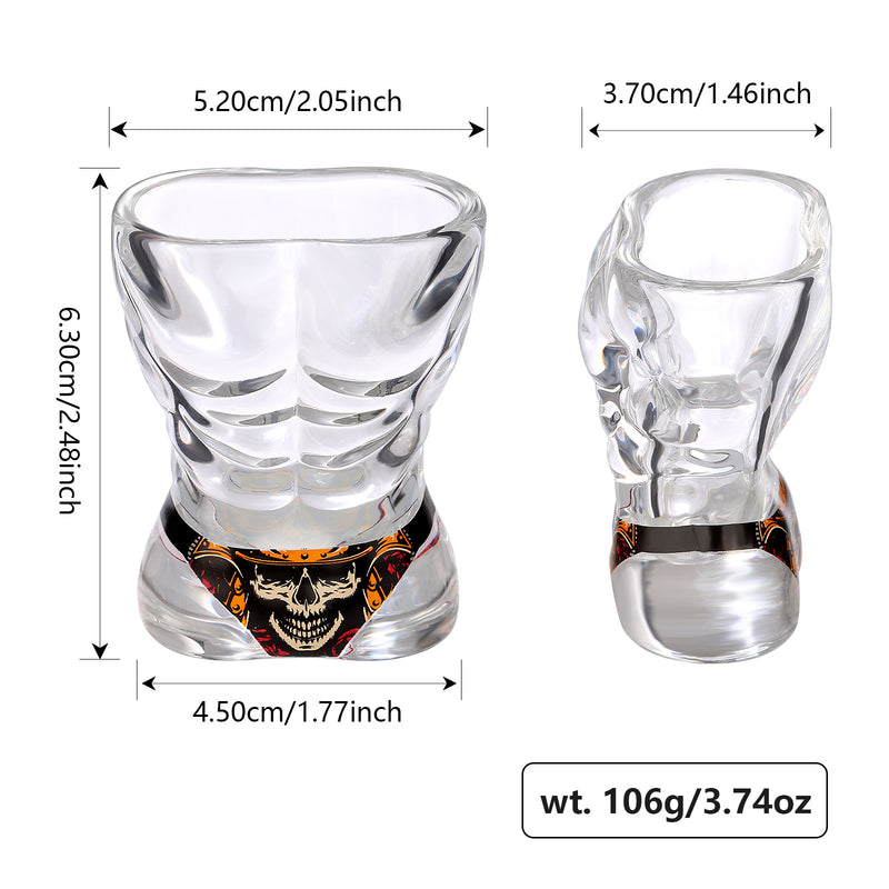 2 Pieces, Black Muscle Men's And Red Bikini Skull Style Glass
