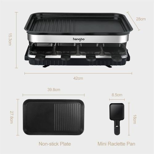 Raclette Grill 8 People Grill Plate Non-stick Coated