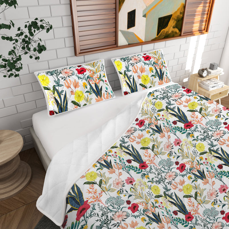 Floral Quilt 3 Pieces Microfiber Quilt Sets