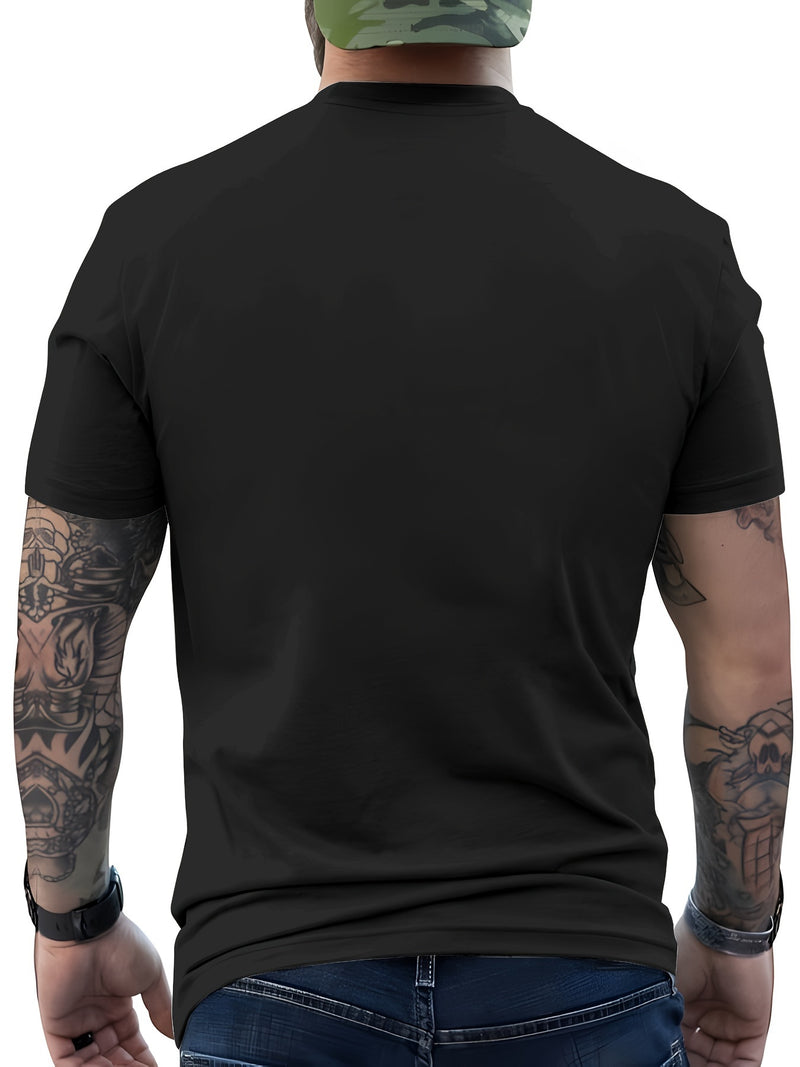 Men's Casual Polyester Round Neck T-shirt With 3D Shark