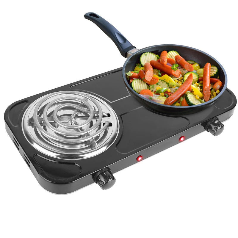 2 Color Options -- 1Pc 2000W Electric Double Burner Portable Coil Heating Hot Plate