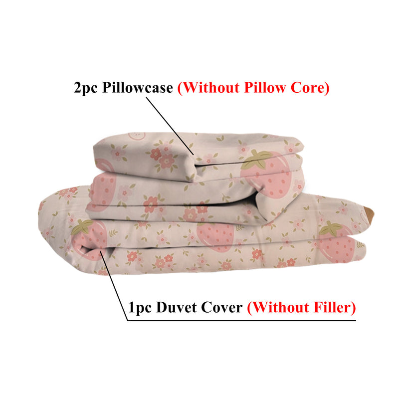 3 Piece Strawberry Duvet Cover