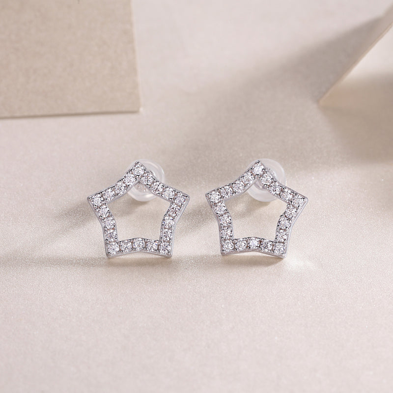 Tonight's New Star - S925 Moissanite Sterling Silver Earrings With Platinum-plated Stud Earrings