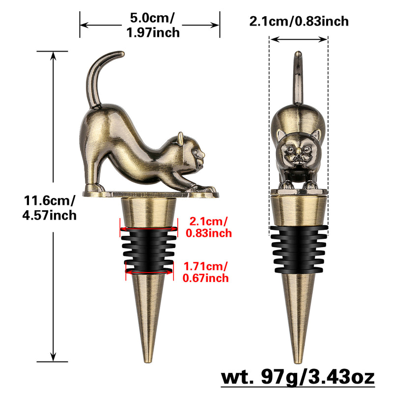Elegant Upturned Cat Shaped Red Wine Stopper Set With Metallic Luster Bottle Stopper Gift Box