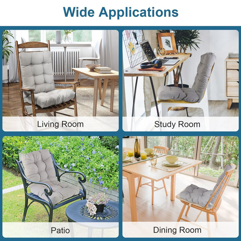 2Pcs Waterproof Rocking Chair Cushion Upper And Lower Back And Seat Sets
