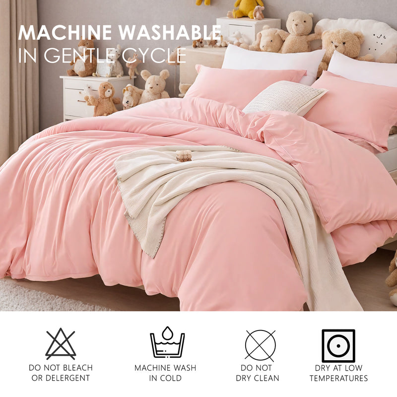 Three-piece Bedding Set With Solid Color Quilt Cover And Pillowcase