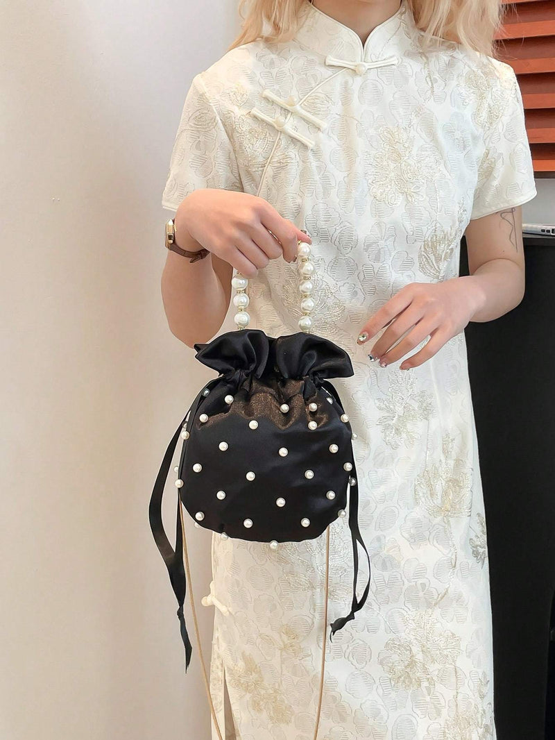 European And American  Pleated Silk Small Bag For Women