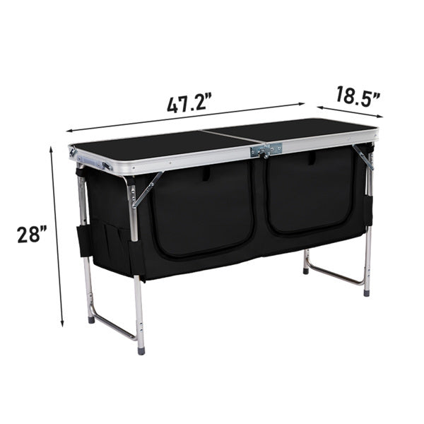 4ft 47cm Wide Black Outdoor Folding Table