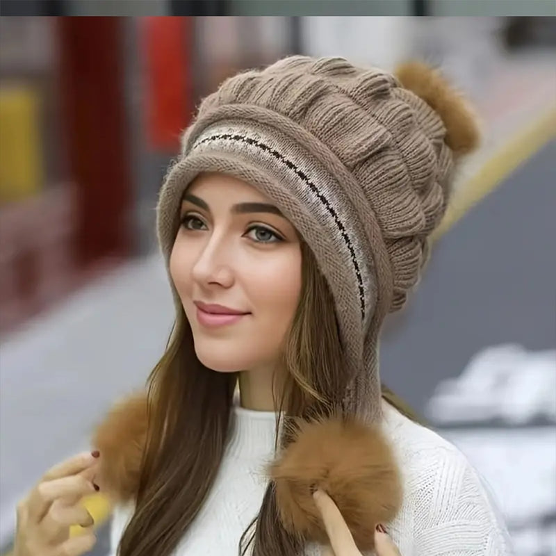 Cozy Knit Fleece-Feel Beanie With Ear Flaps