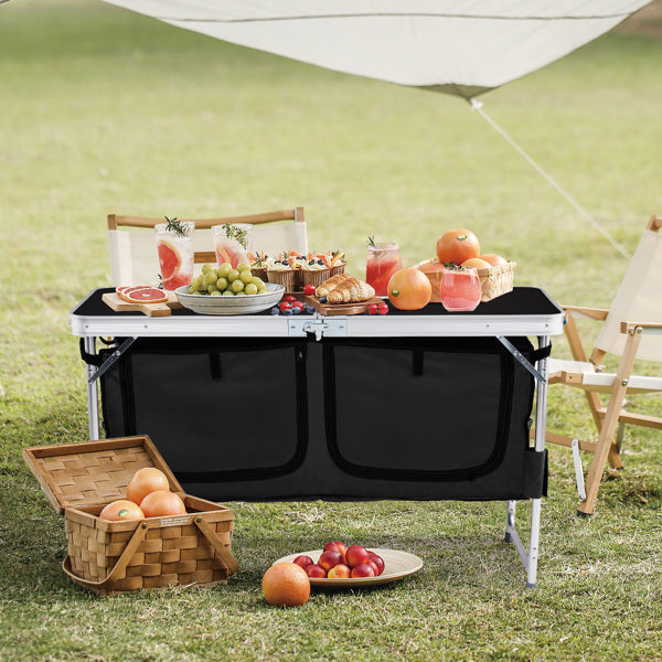 4ft 47cm Wide Black Outdoor Folding Table