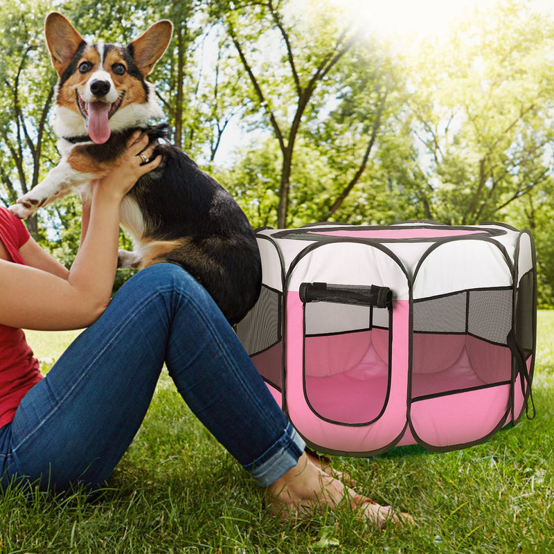 Pink-Blue Options -- 1Pc Portable Foldable Pet Tent Exercise