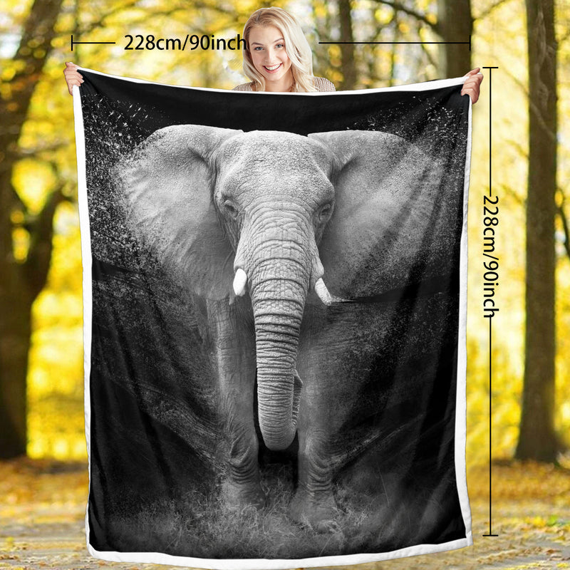 3D Elephant Printed Sherpa Fleece Blanket