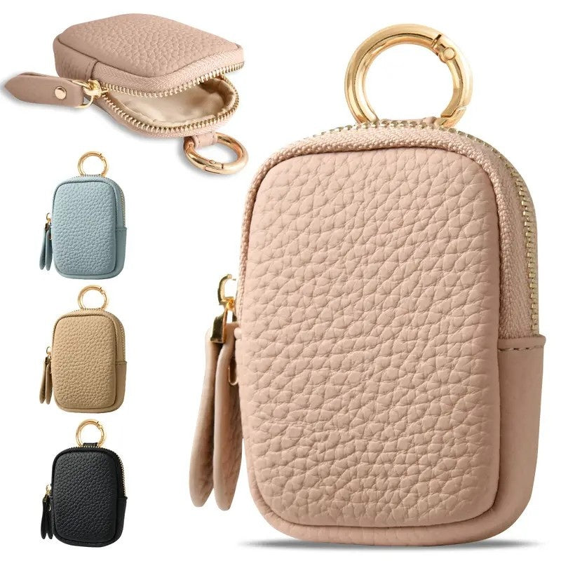 Leather Coin Purse, Small Change Purse Keychain Wallet For Women