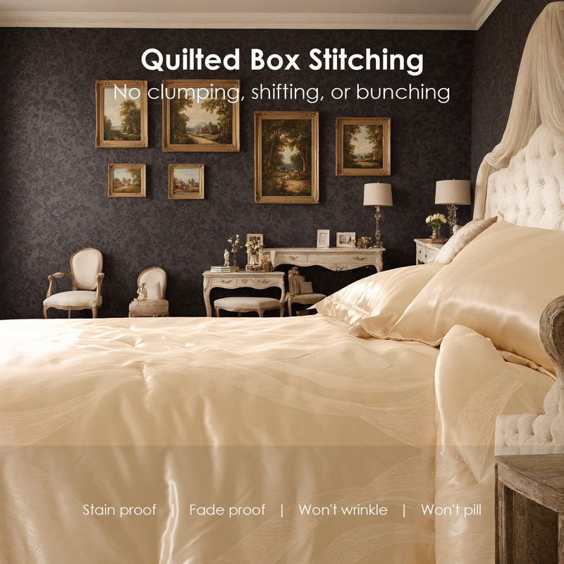 Luxurious Satin Microfiber Bedding Set Double-sided Jacquard Pattern