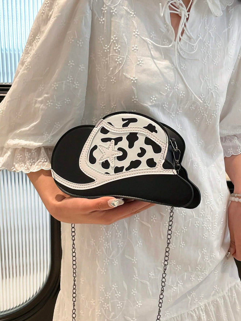 Retro Hat Bag 2025 New Style Temperament Fashion Color Matching Chain Bag