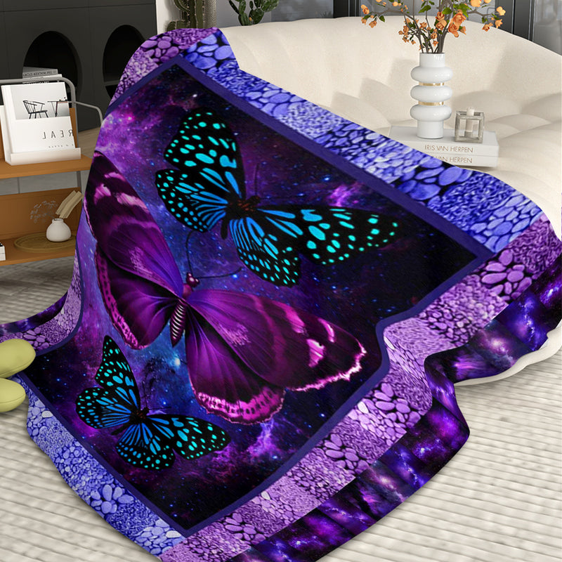 Cozy Butterfly Printed Flannel Blanket