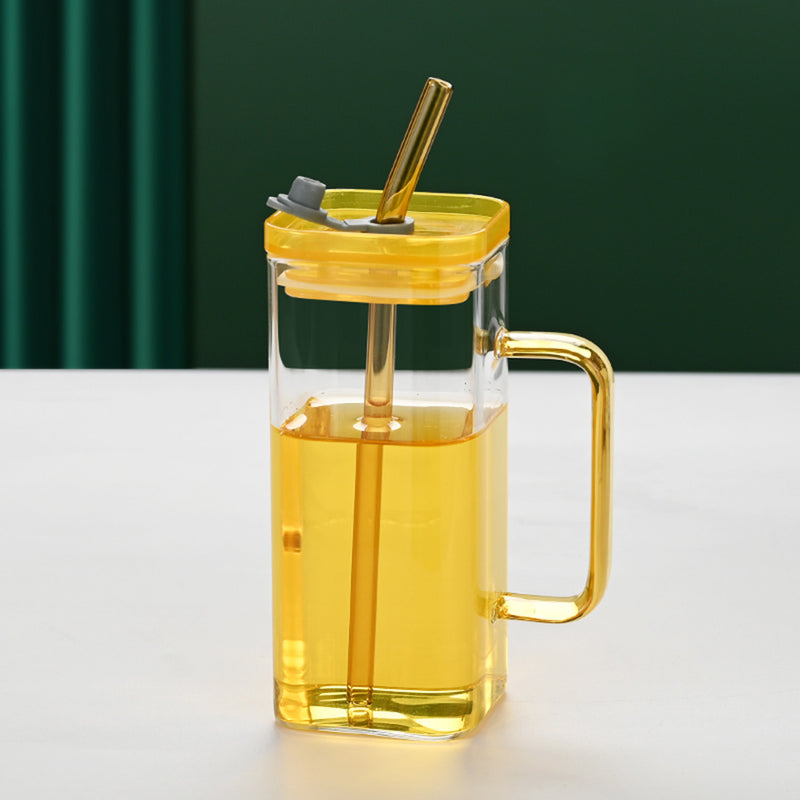 1 Pcs Transparent Glass Straw Cup