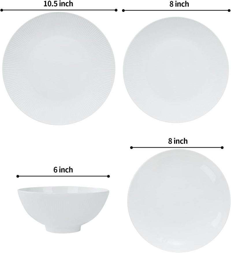 Dandilion Bone China Dinnerware Set, 16 Pieces, Service For 4, Plates, Dishes, Bowls Set