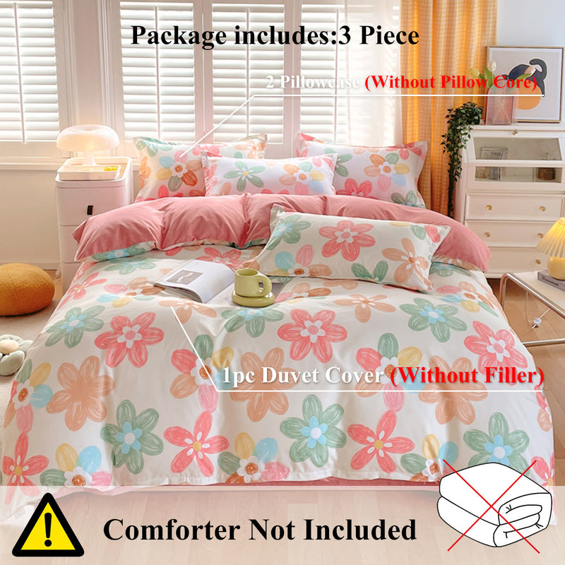 3 Piece Spring Floral Duvet Cover Set