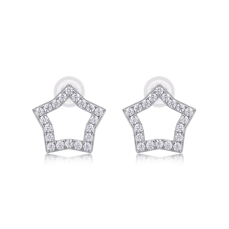 Tonight's New Star - S925 Moissanite Sterling Silver Earrings With Platinum-plated Stud Earrings