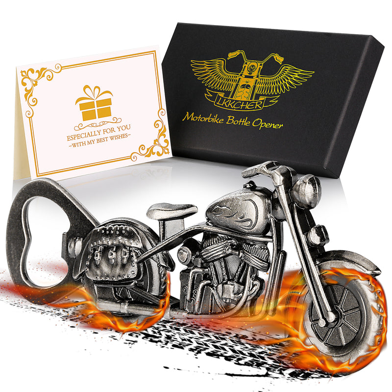 Old Style Motorcycle Beer Bottle Opener Black Gift Box With Greeting Card