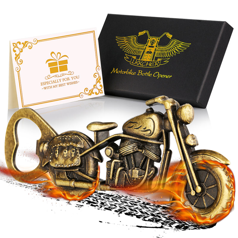 Old Style Motorcycle Beer Bottle Opener Black Gift Box With Greeting Card