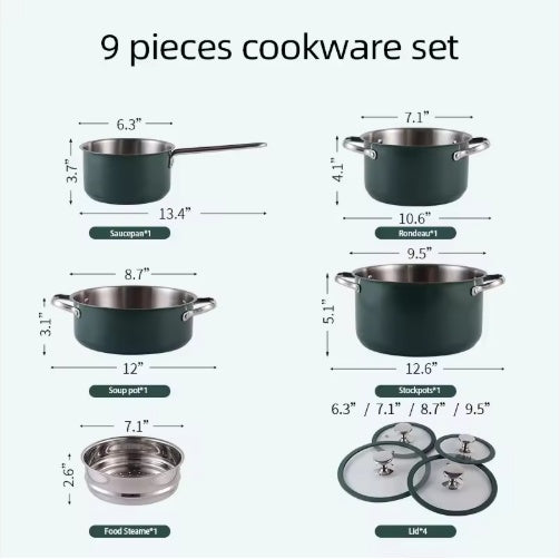 4pcs Stainless Steel Ceramic Coated Pot Set