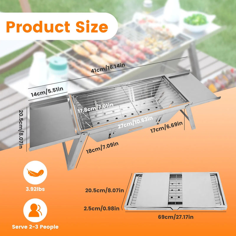 3 In 1 Foldable Charcoal Grill Fire Pit Slow Cooker