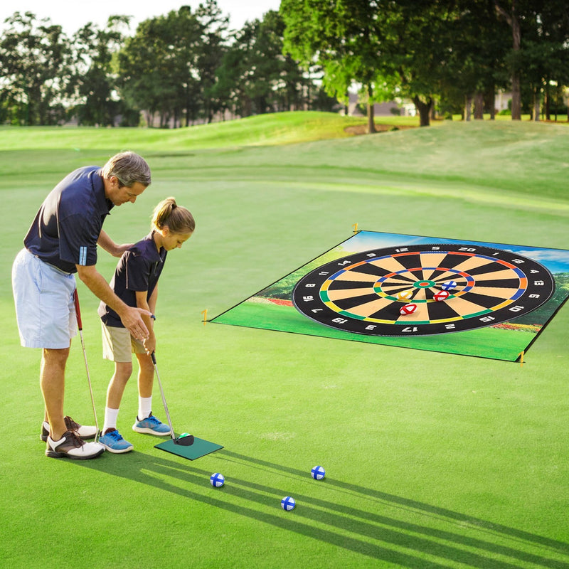 Golf Chipping Dart Game Mat Set With 20 Sticky Balls