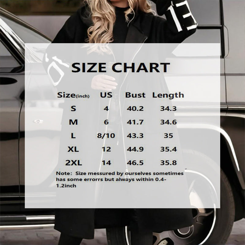 Women's Long Sleeve Letter Print Hooded Coat With Pockets - Zip Front Long Windbreaker For Spring&Fall